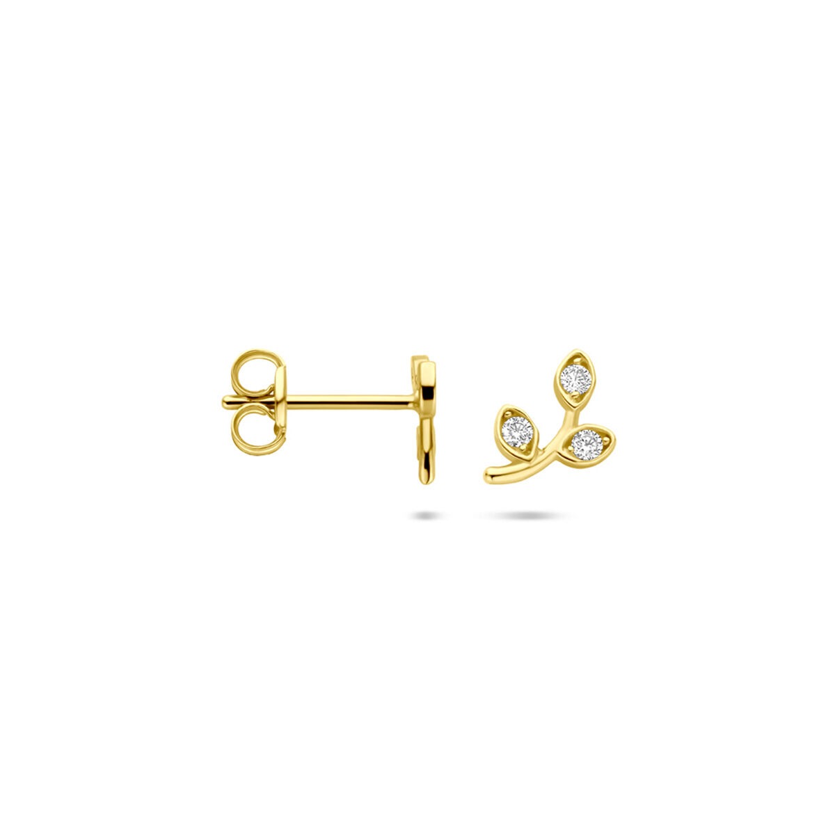 14k geelgouden oorknoppen met zirkonia