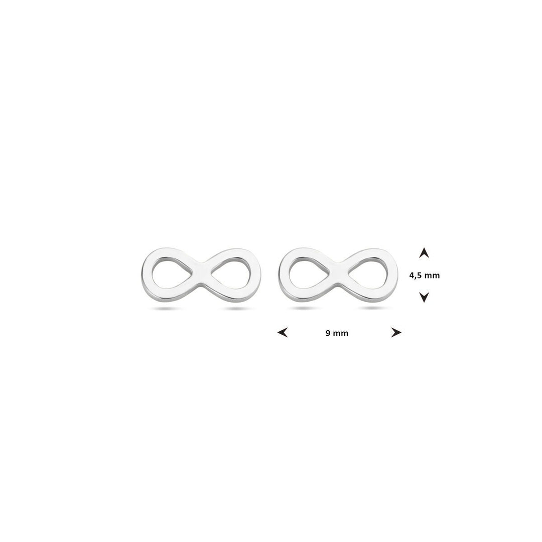 ear studs infinity silver rhodium plated