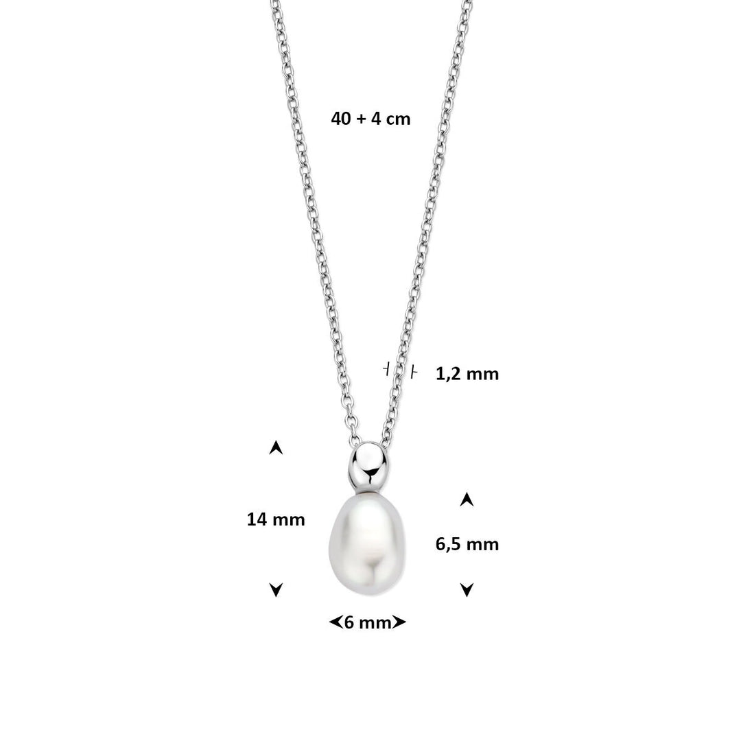 Zilveren collier met zoetwaterparel – gerhodineerd 925 zilver