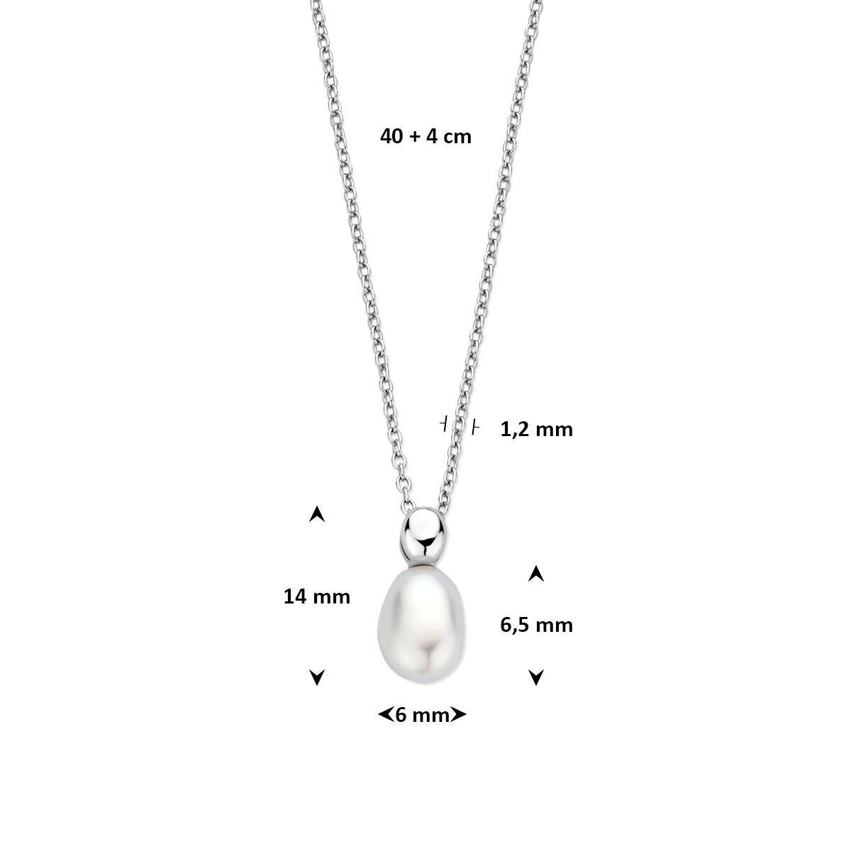 Zilveren collier met zoetwaterparel – gerhodineerd 925 zilver