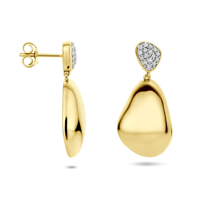 14k geelgouden oorhangers met diamant – 0.20ct (2x 0.10ct) h si 27 mm