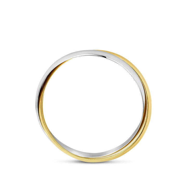 14k Bicolor dames ring van geel- en witgoud – dubbelband