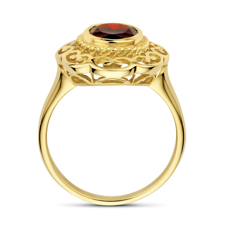14k Geelgouden Vintage Ring met Granaat