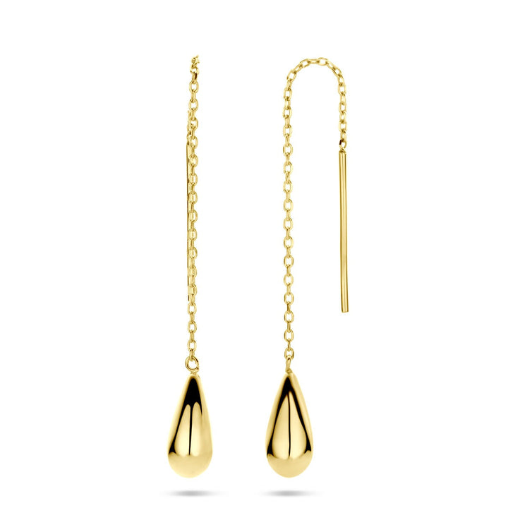 Gouden doortrekoorbellen 14k druppelvorm – dames