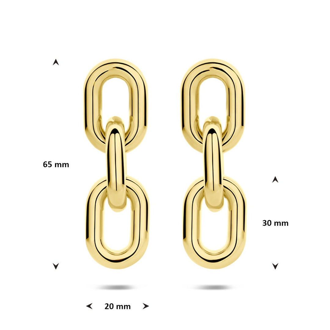 Goudkleurige stalen oorhangers 65mm