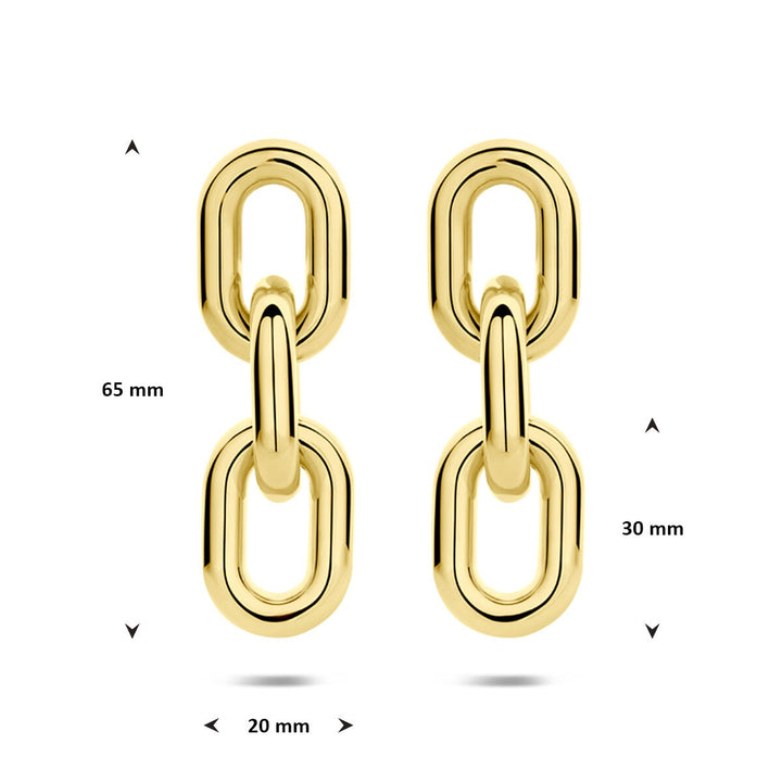 Goudkleurige stalen oorhangers 65mm