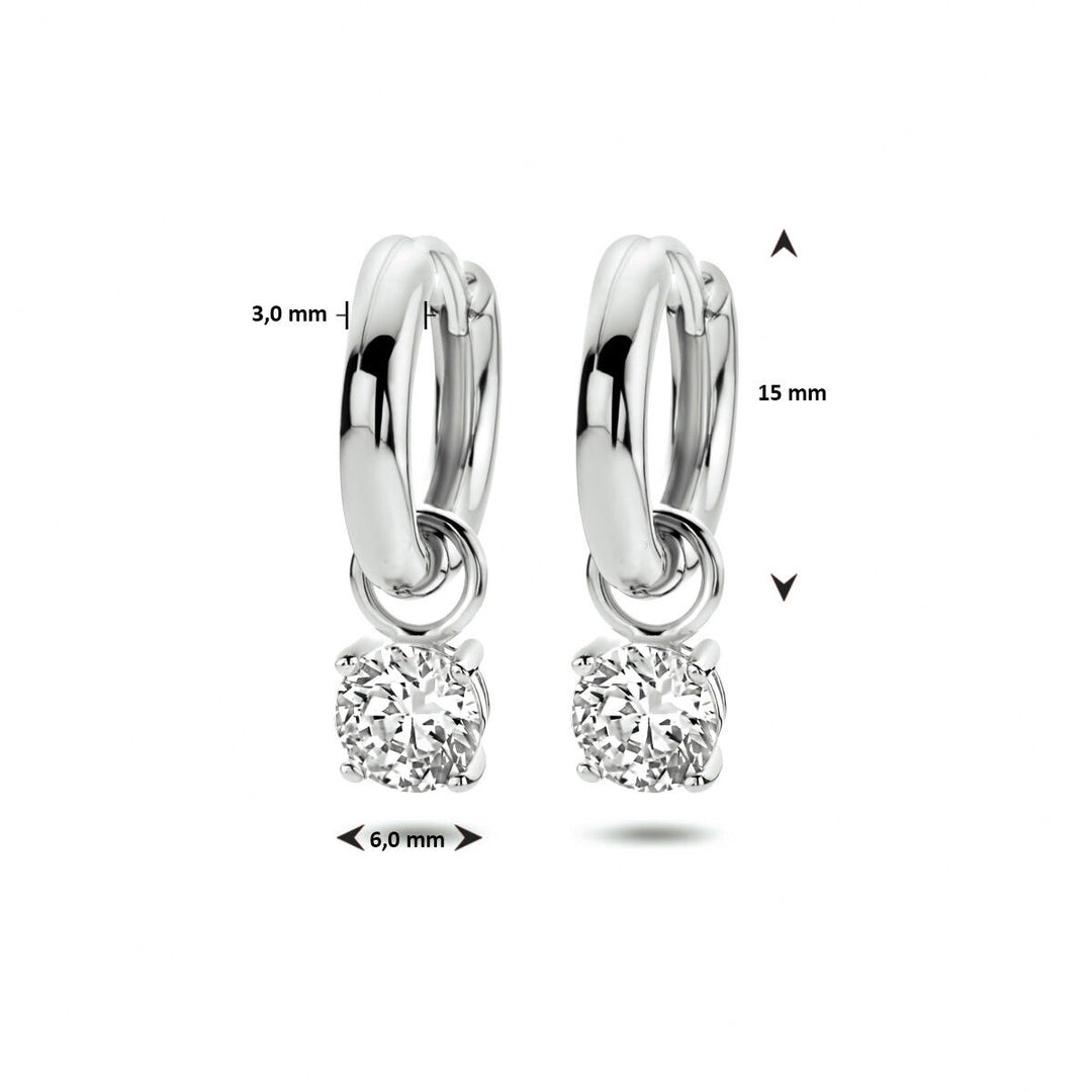 drop earrings zirconia silver rhodium plated