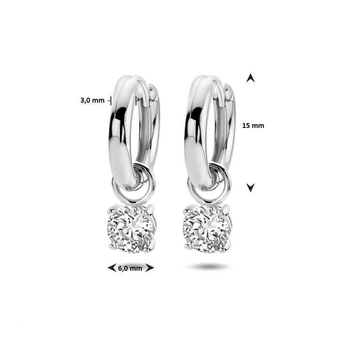 drop earrings zirconia silver rhodium plated