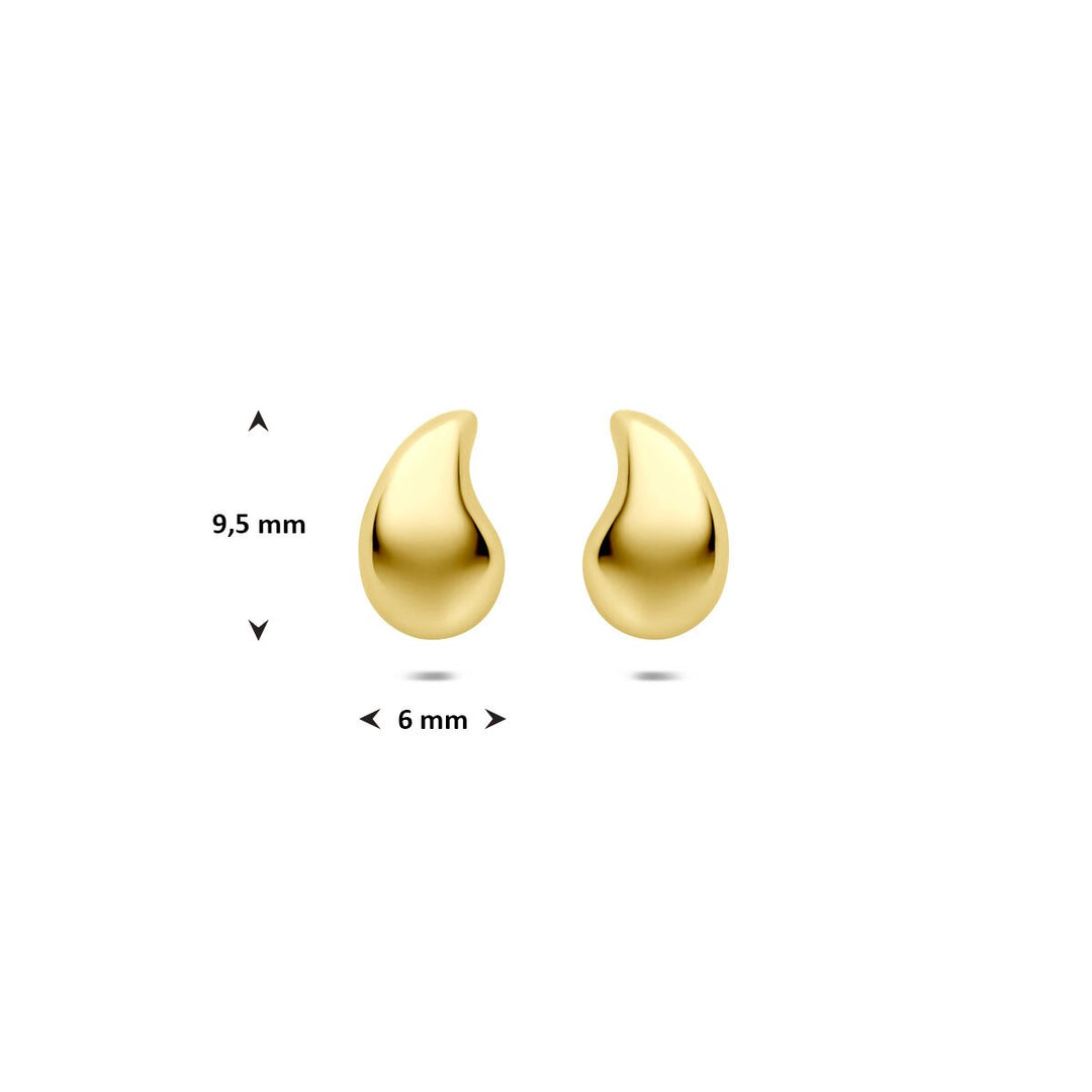 14k geelgouden dames oorknoppen – druppelvorm 9,5 mm