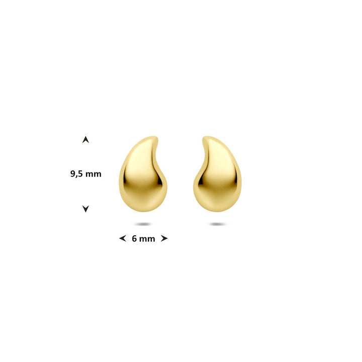 14k geelgouden dames oorknoppen – druppelvorm 9,5 mm