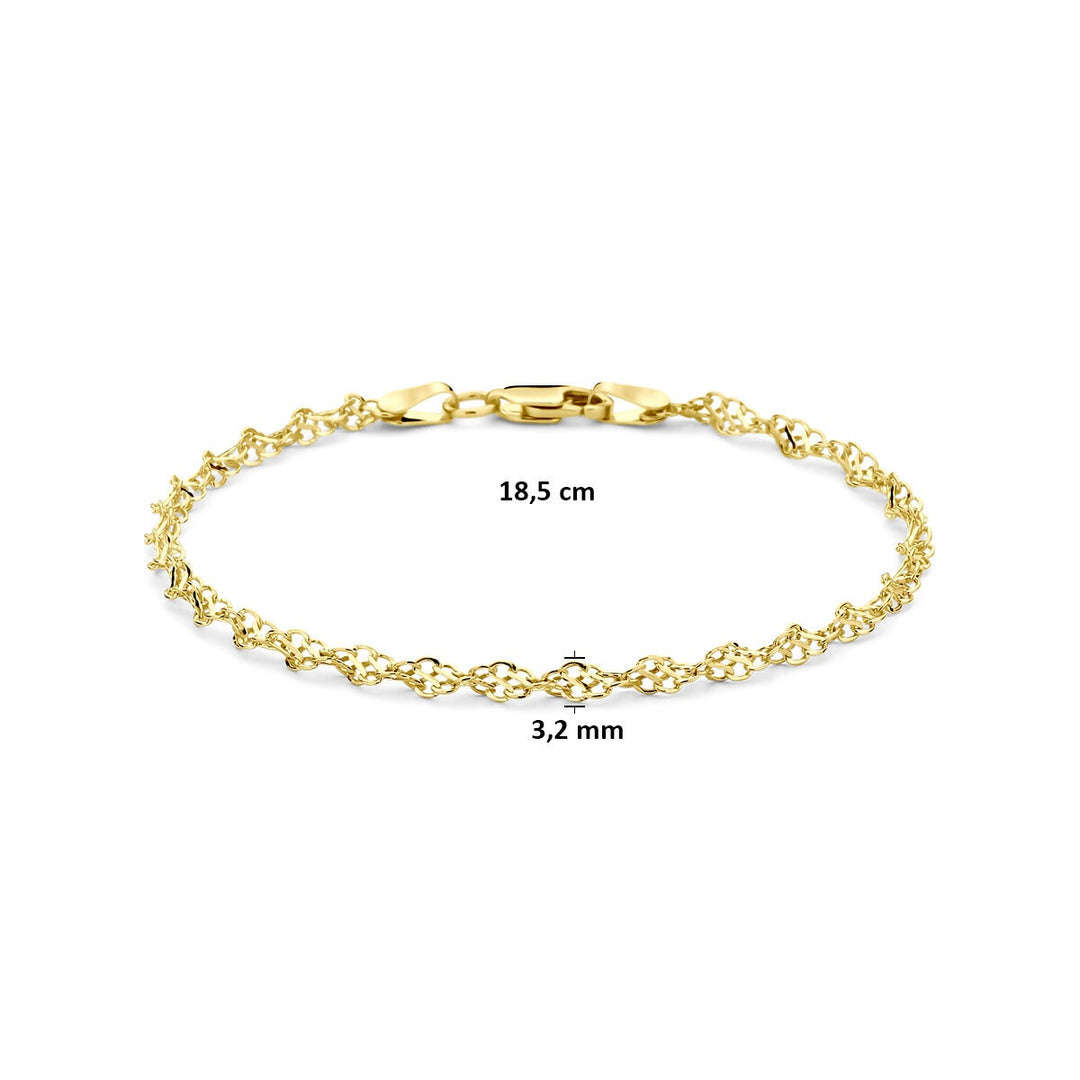 14k geelgouden armband met zilverkern – koordschakel 3,2 mm 18,5 cm