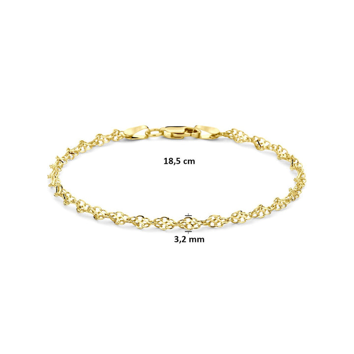 14k geelgouden armband met zilverkern – koordschakel 3,2 mm 18,5 cm