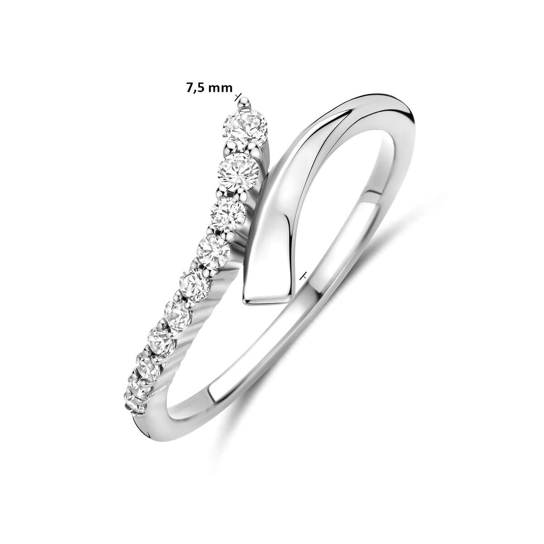 Zilveren ring met zirkonia – gerhodineerd 925 zilver 7,5 mm