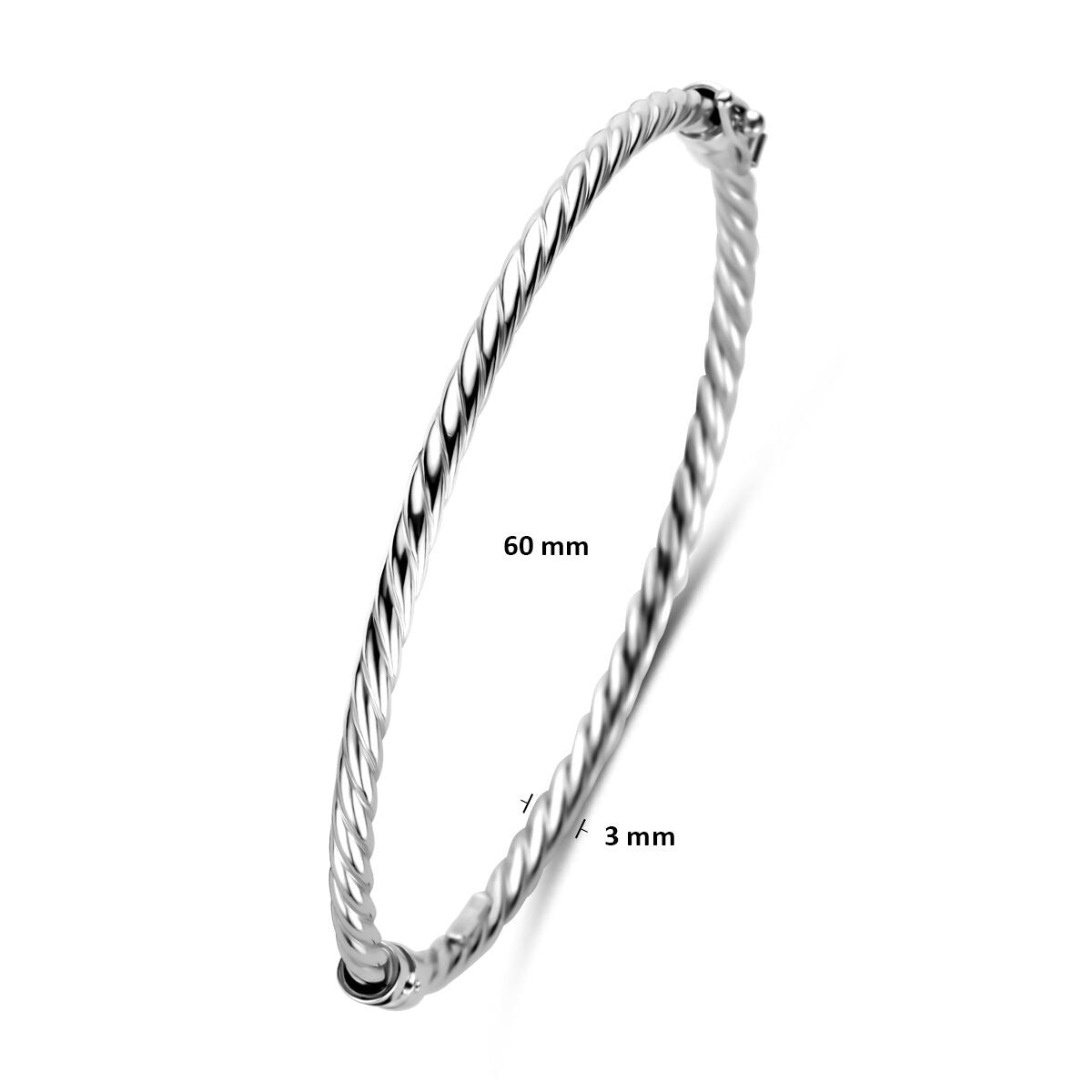 Zilveren Bangle armband gedraaid – gerhodineerd 925