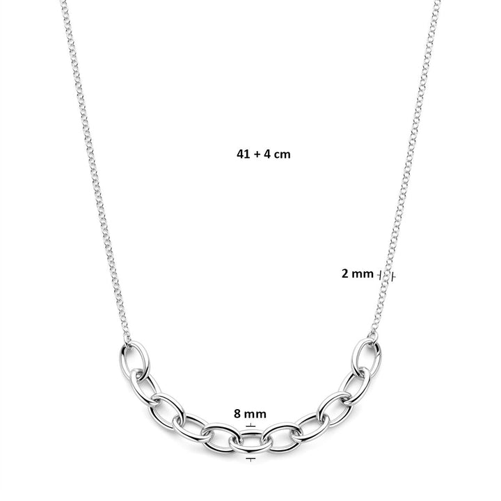 Gerhodineerd zilveren damescollier met glanzende schakels