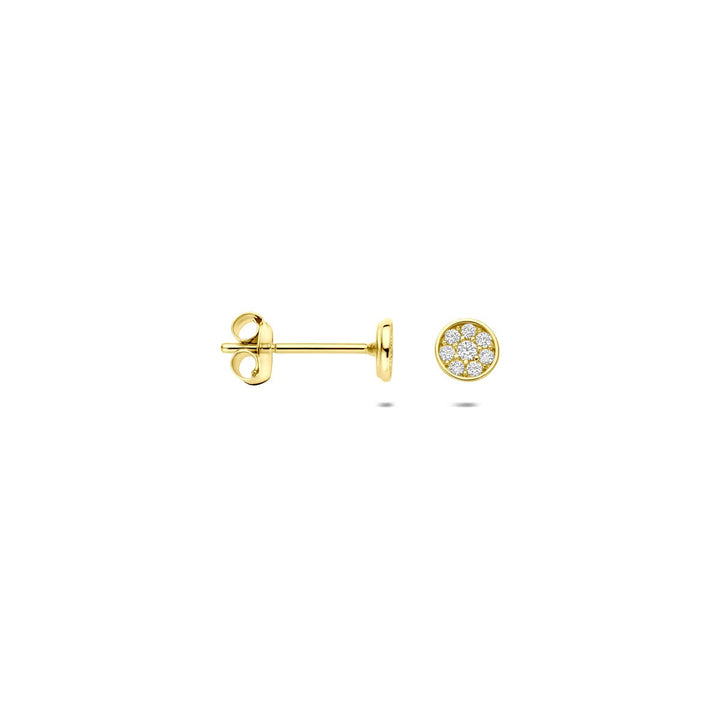 ear studs zirconia 14K yellow gold