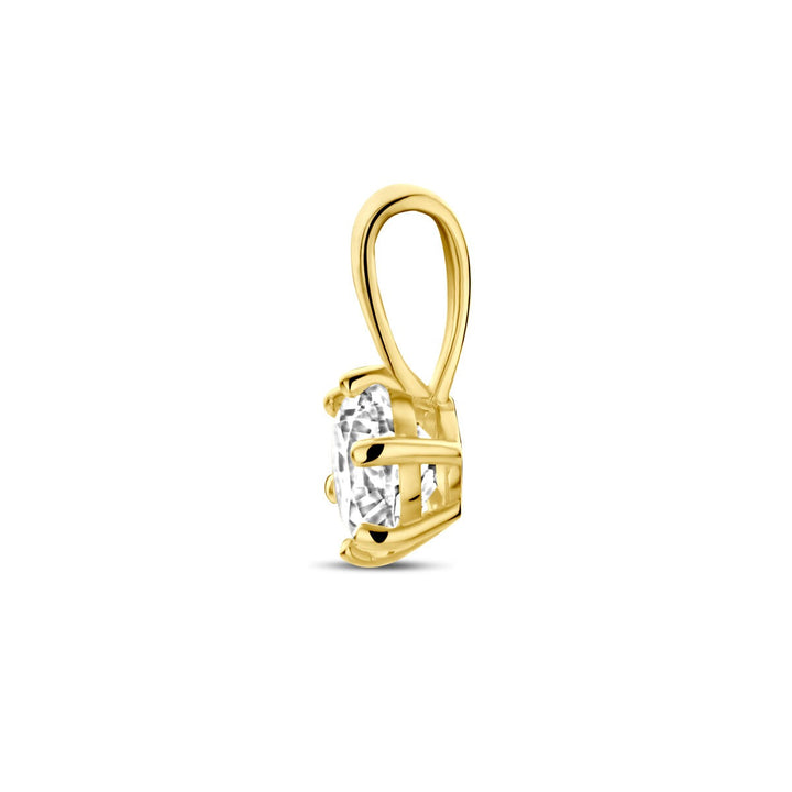 Gouden hanger met zirkonia – 9k geelgoud, solitaire met 6-poots chaton