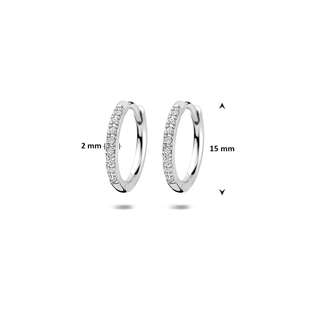 Zilveren klapoorringen met zirkonia – gerhodineerd 925 zilver 15 mm