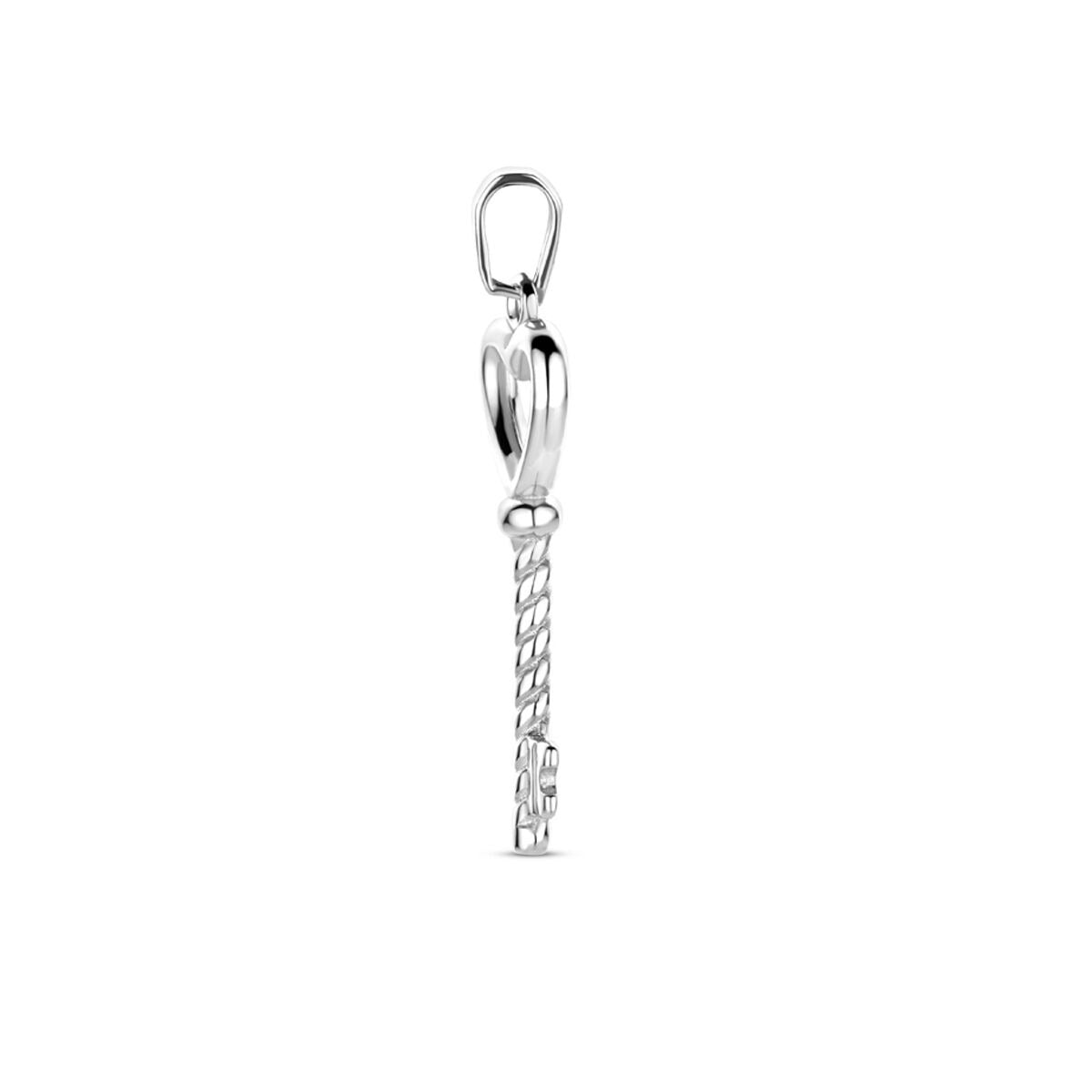 925 Gerhodineerd Zilveren Hanger Hart en Sleutel