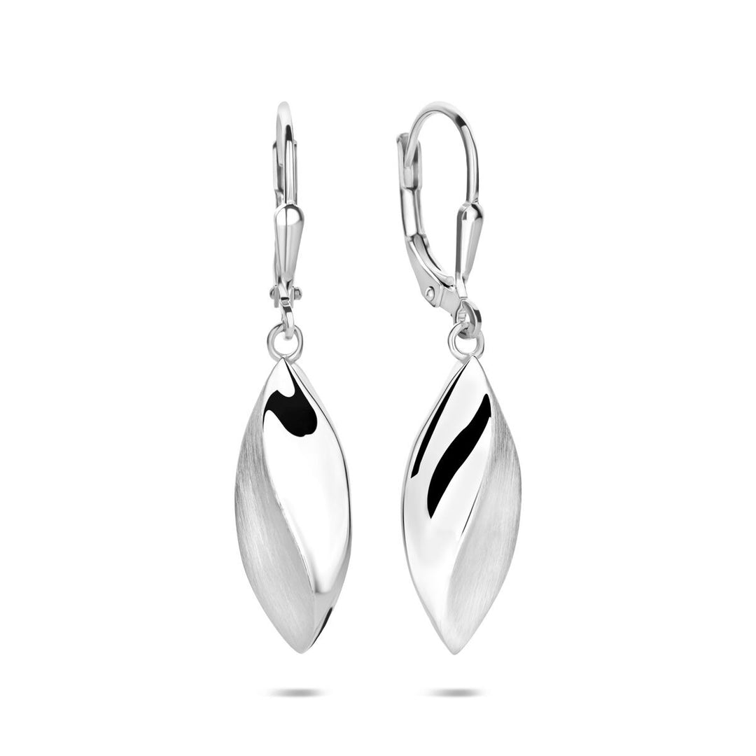 Zilveren oorhangers ovaal – gerhodineerde dames oorbellen met brisure sluiting