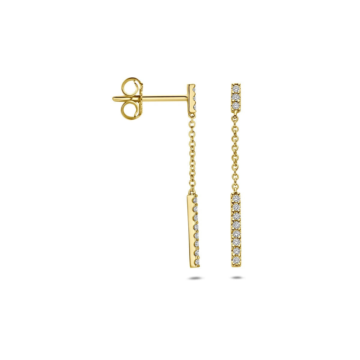 14k Geelgouden oorhangers met diamant