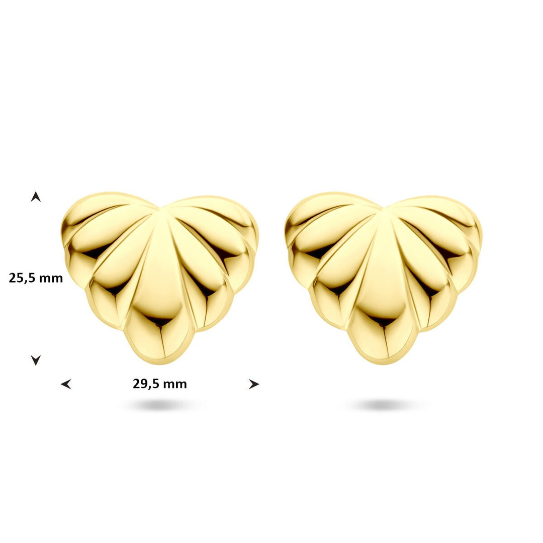 Goudkleurige stalen oorknoppen 25x29mm – hartvorm