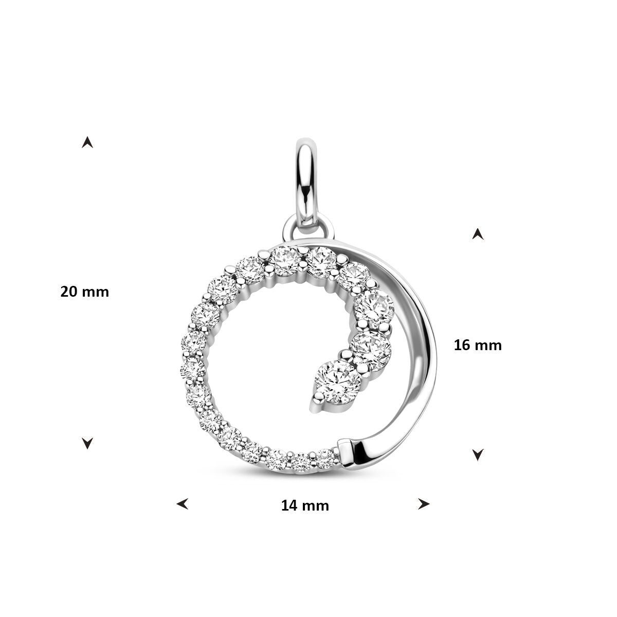 Zilveren hanger met zirkonia in entourage zetting 20 mm