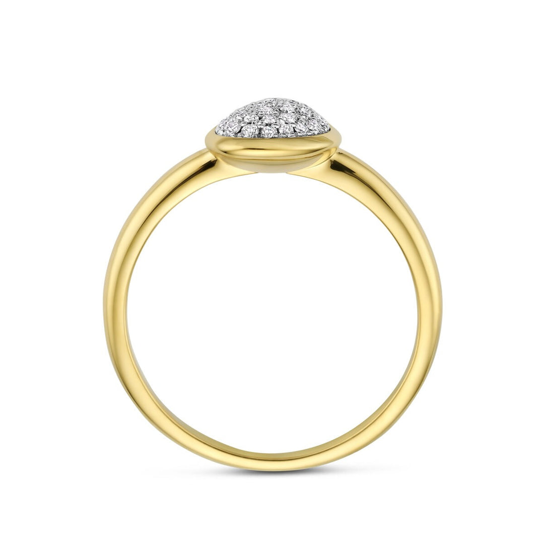 14k Bicolor dames ring met diamant – 10,5 x 8 mm