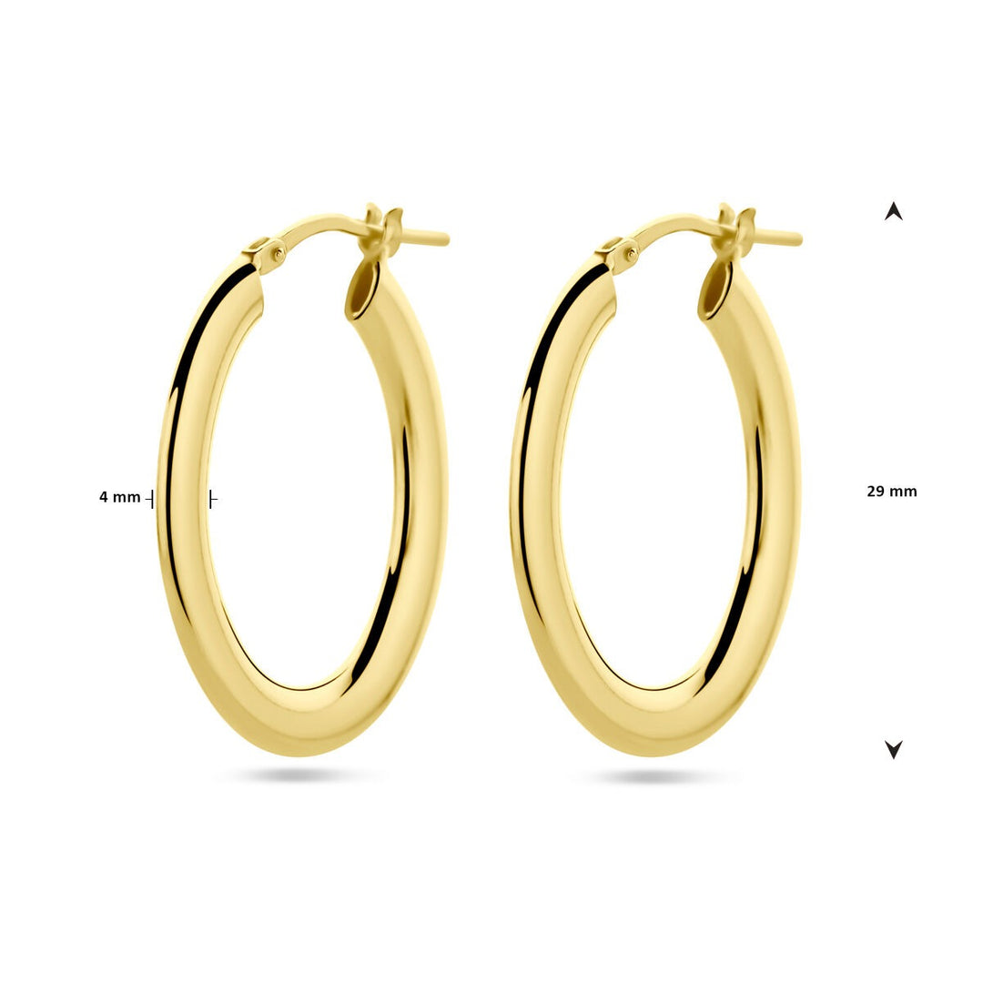 Vergulde zilveren oorringen dames – geelgoud op 925 zilver, 29 mm