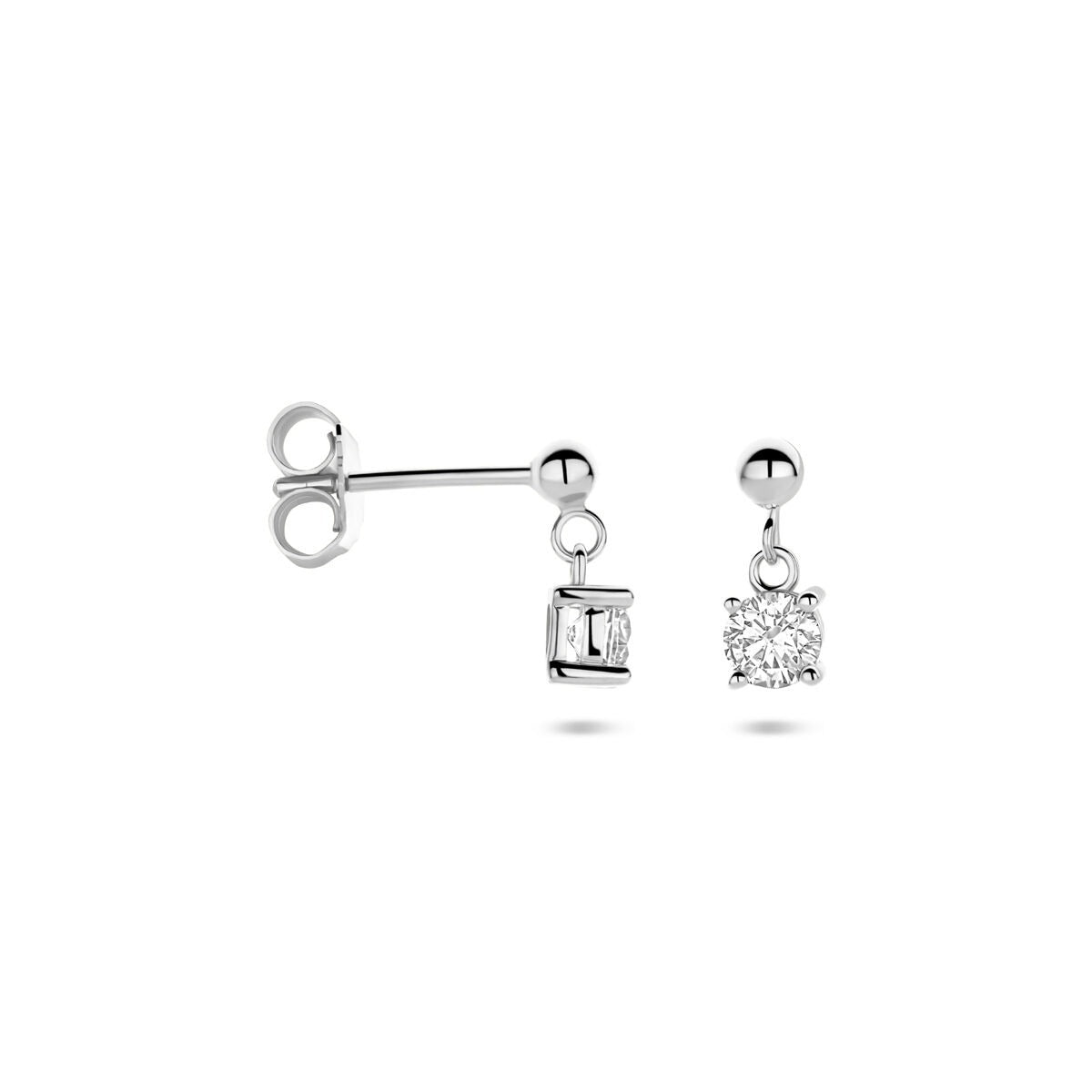 Gerhodineerd zilveren oorhangers met zirkonia – 11 mm
