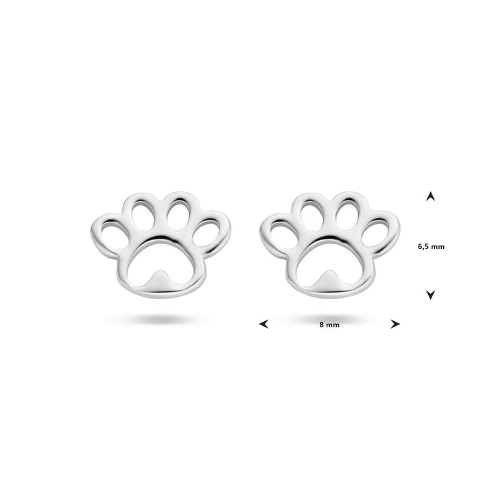 Hundepfoten-Ohrstecker aus Silber, rhodiniert