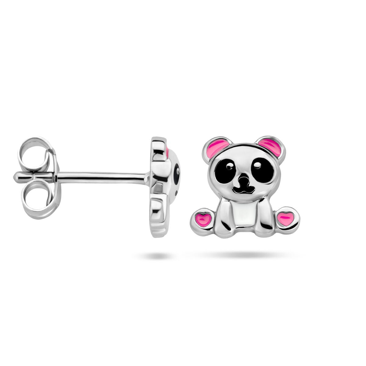 ear studs panda silver rhodium plated