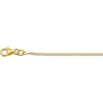 18k geelgouden ketting met geslepen gourmette schakels en een karabijnsluiting.