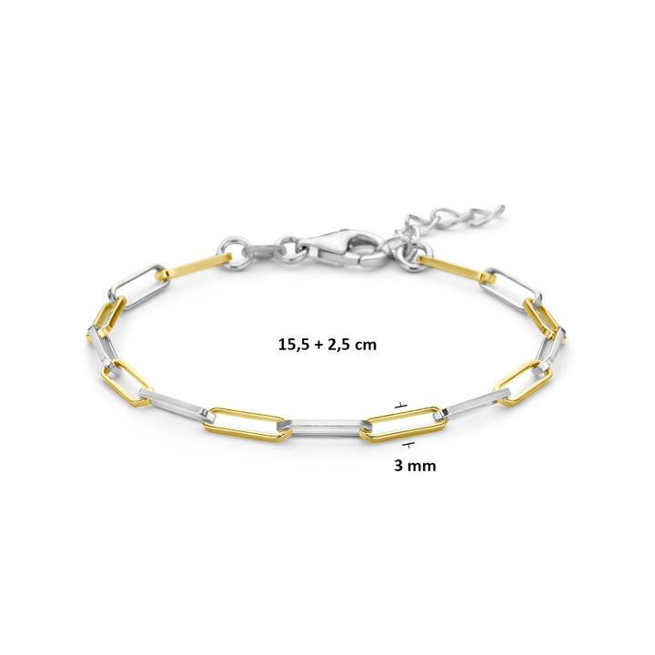 Verguld en Gerhodineerd 925 Zilveren Paperclip Armband