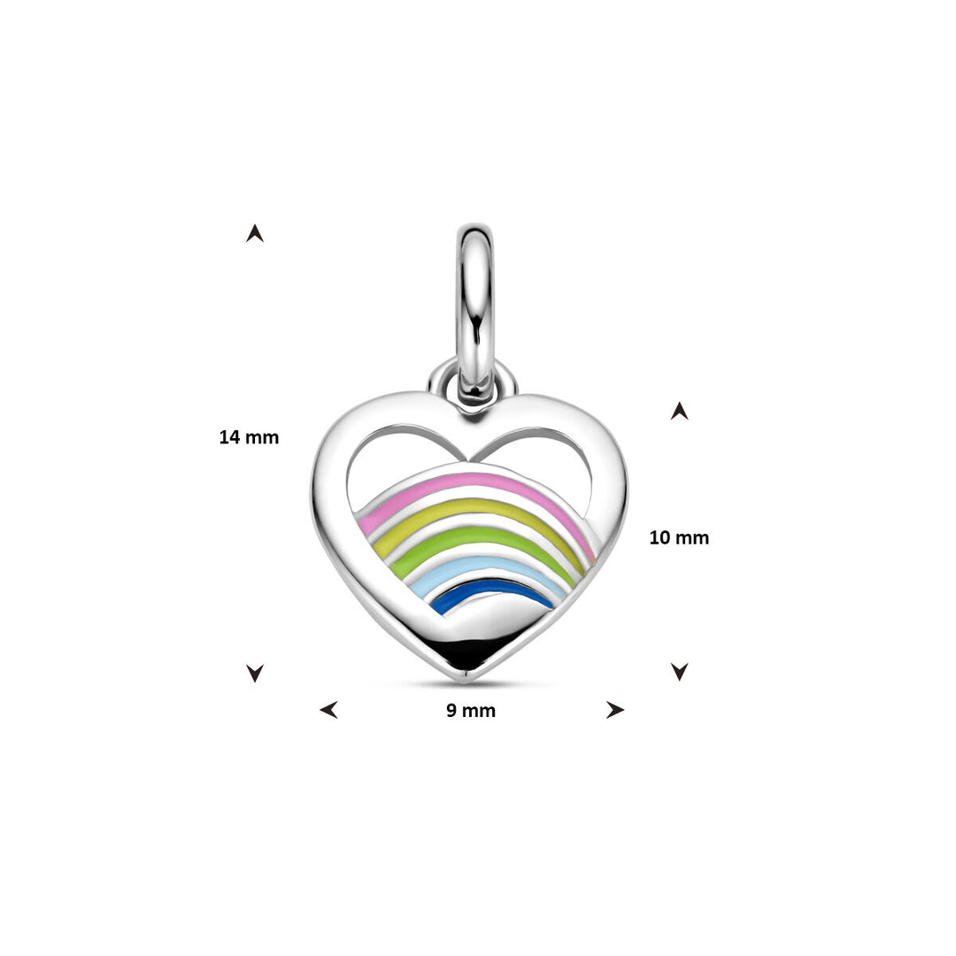 pendant heart enamel silver rhodium plated