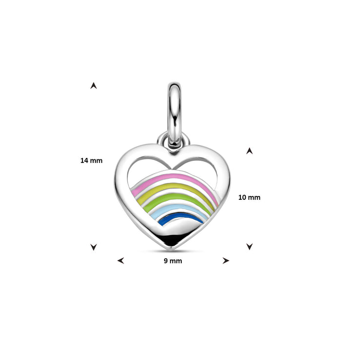 pendant heart enamel silver rhodium plated