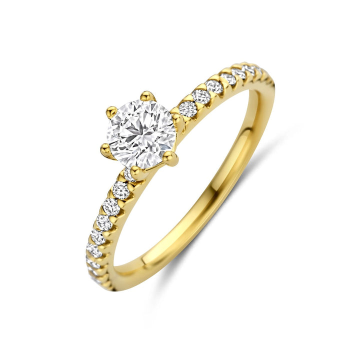 Gouden dames ring met lab grown diamant – 14k geelgoud