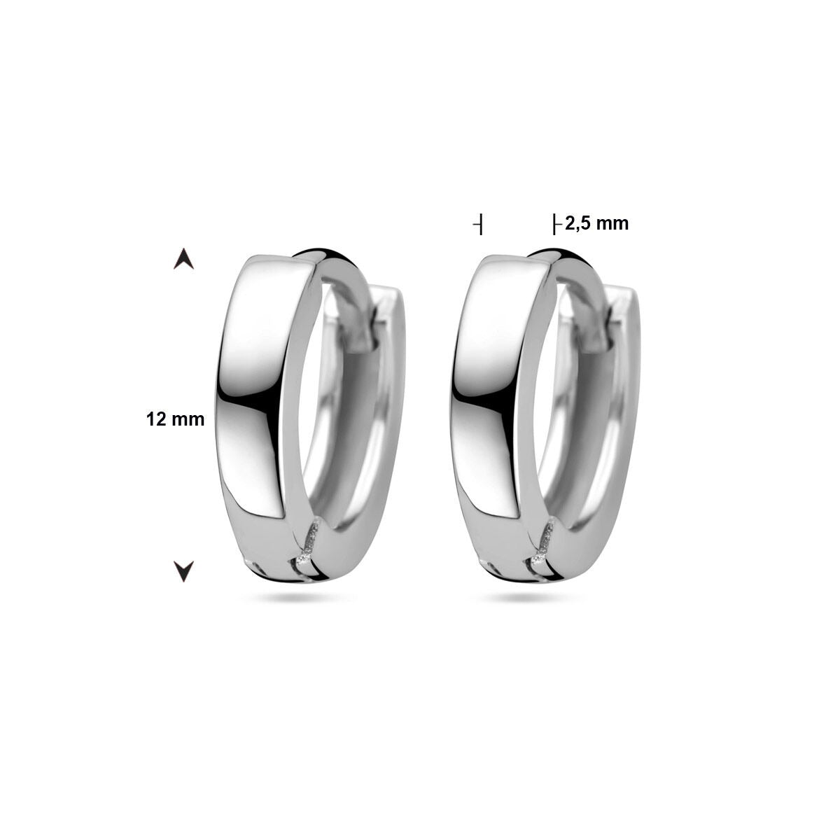 Gerhodineerde zilveren klapoorringen vlak 2,5 mm