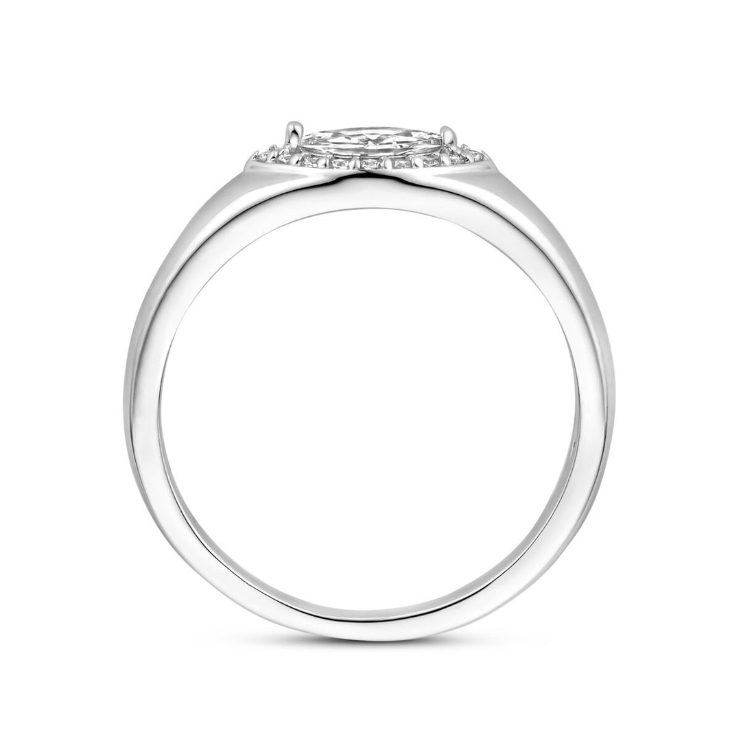 Zilveren ring met markies geslepen zirkonia – gerhodineerd 925 zilver