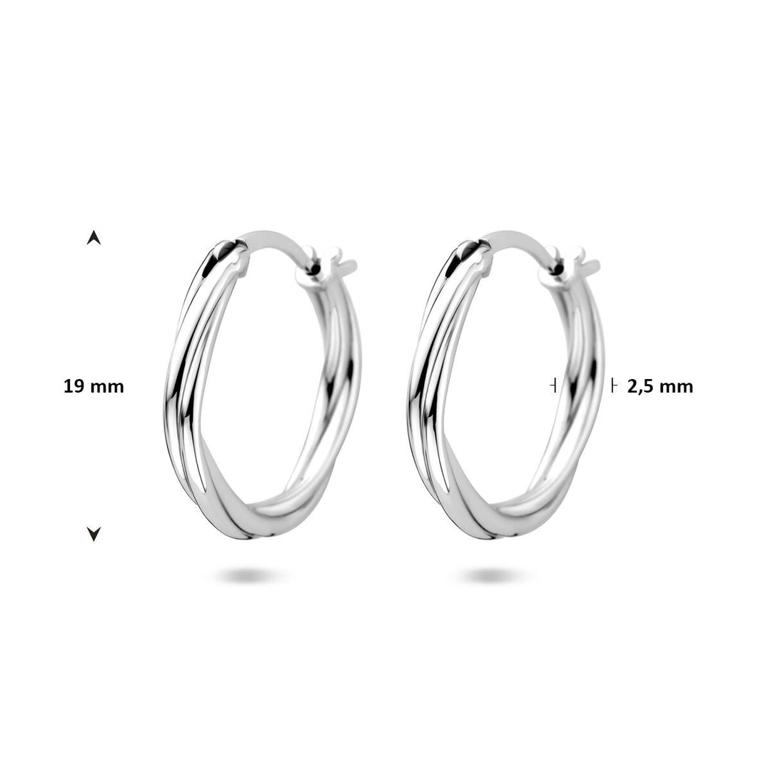 Zilveren oorringen gedraaid – gerhodineerd 925 zilver 19 mm