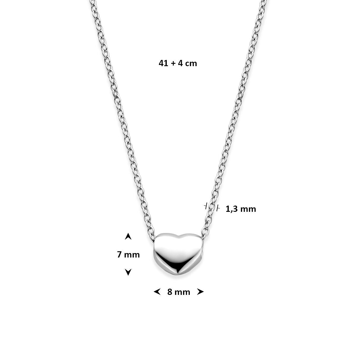Gerhodineerd 925 zilveren collier met hartje