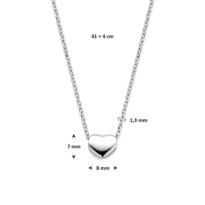 Gerhodineerd 925 zilveren collier met hartje
