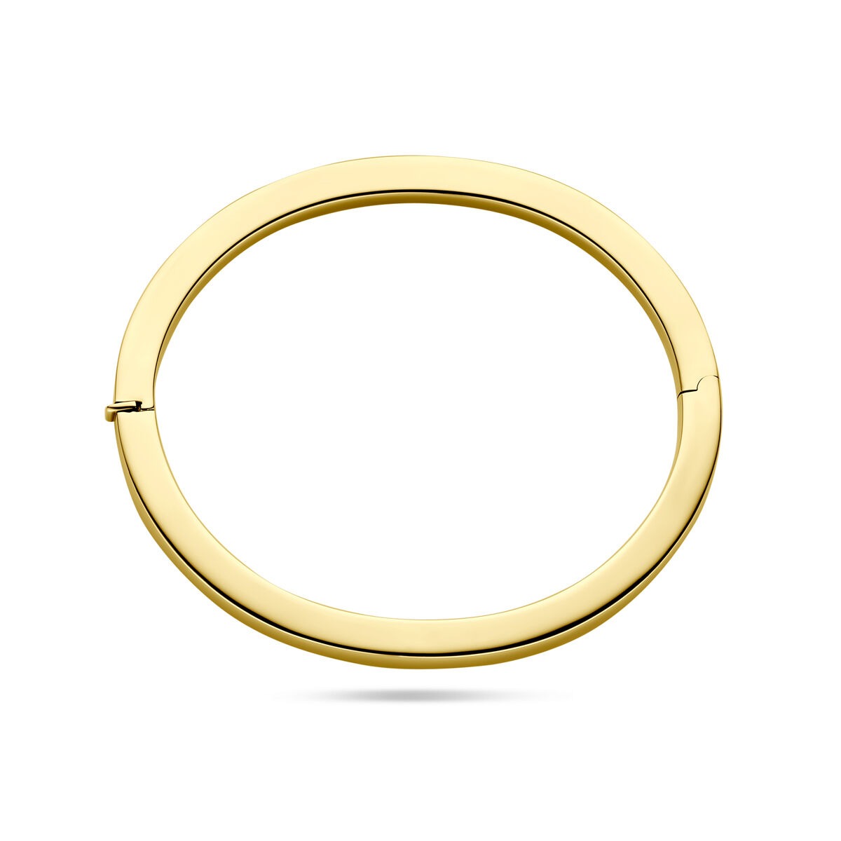 14k geelgouden bangle – 5 mm breed, met scharniersluiting