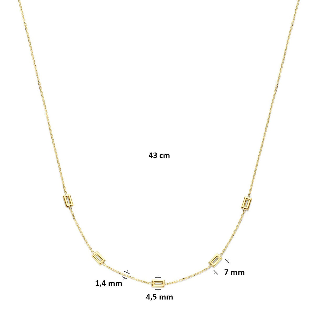 14k Geelgouden dames ketting met fijne schakels – 43 cm