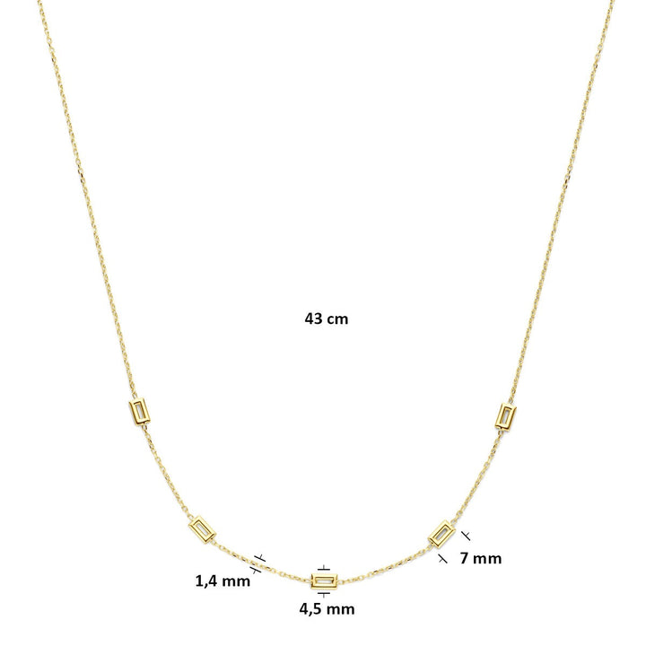 14k Geelgouden dames ketting met fijne schakels – 43 cm