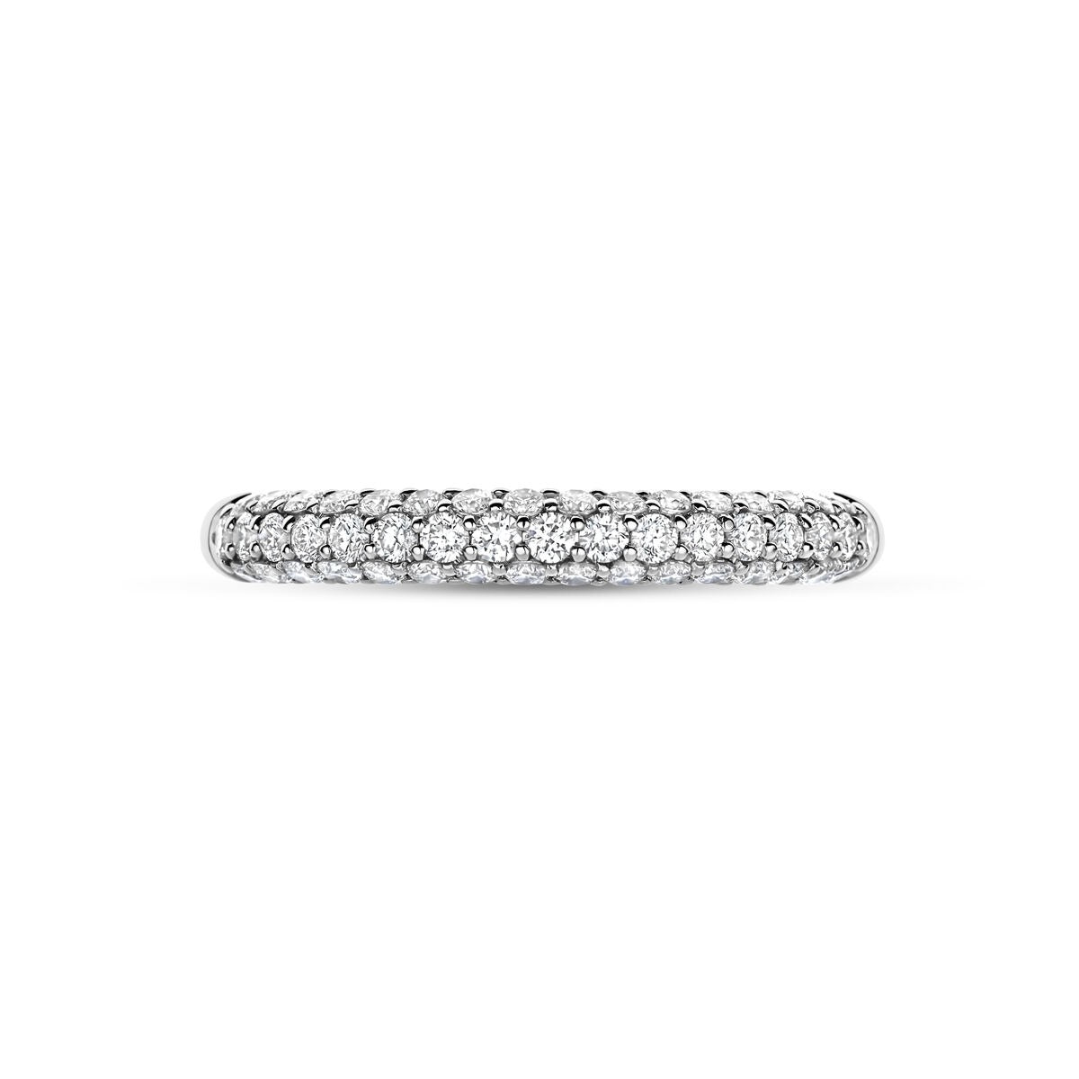 14k witgouden ring met pavé gezette diamanten