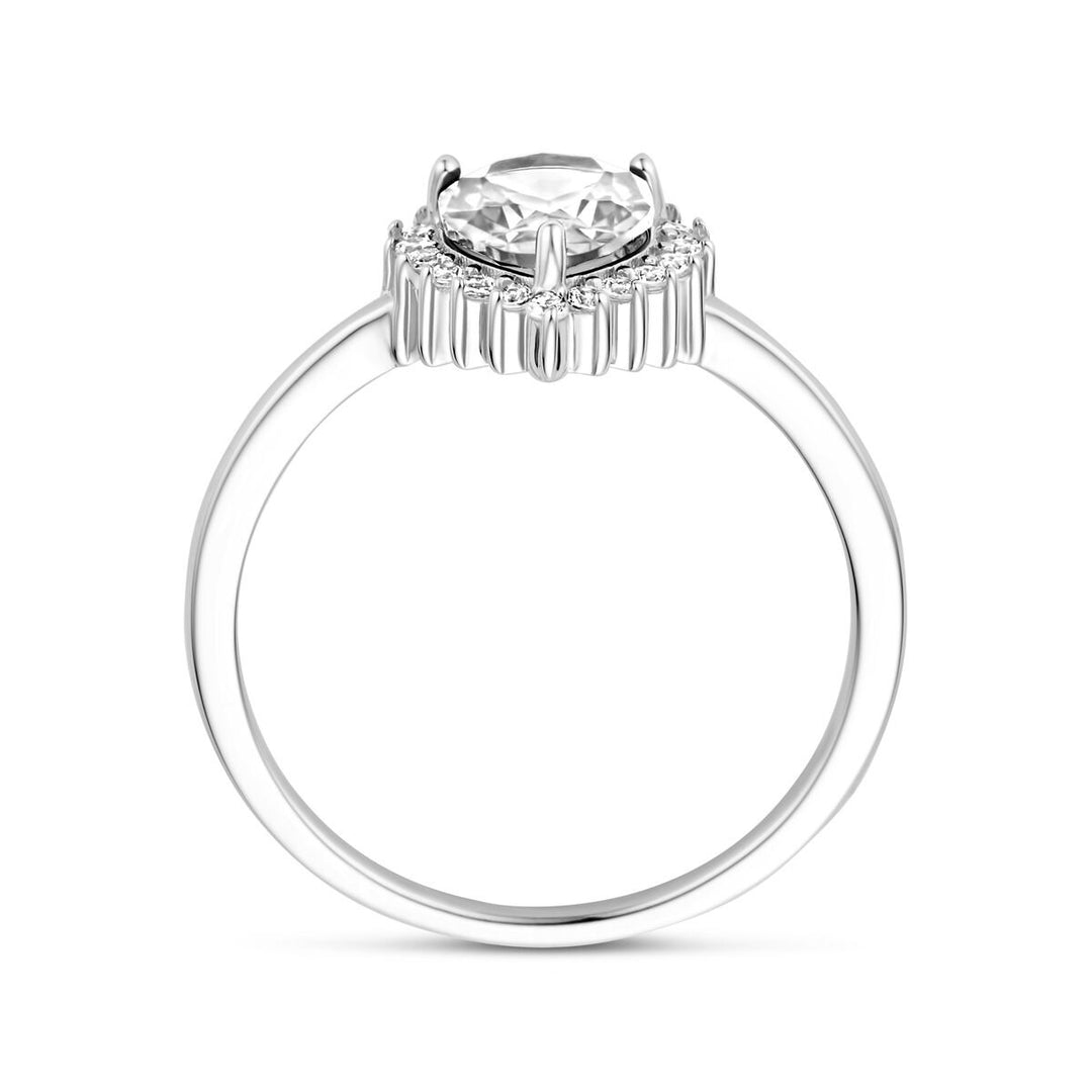 Zilveren dames ring – peer zirkonia in entourage