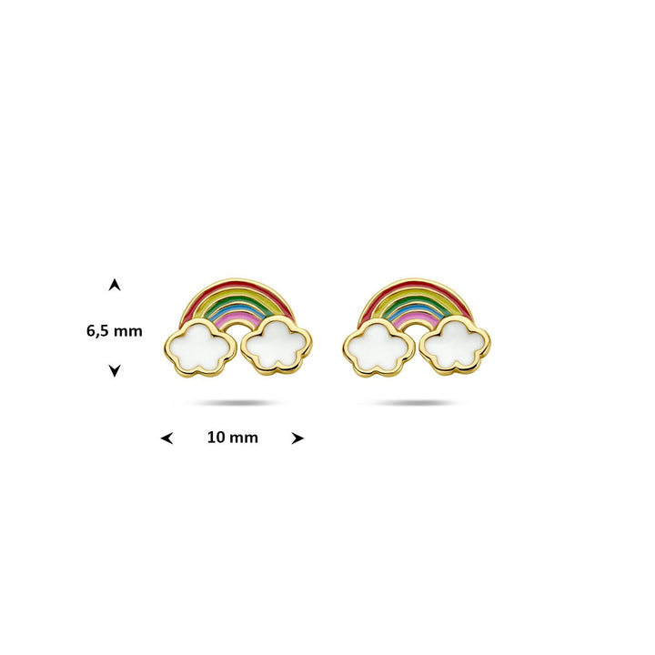 Verguld 925 Zilveren Kinder Oorknopjes Regenboog met Wolken