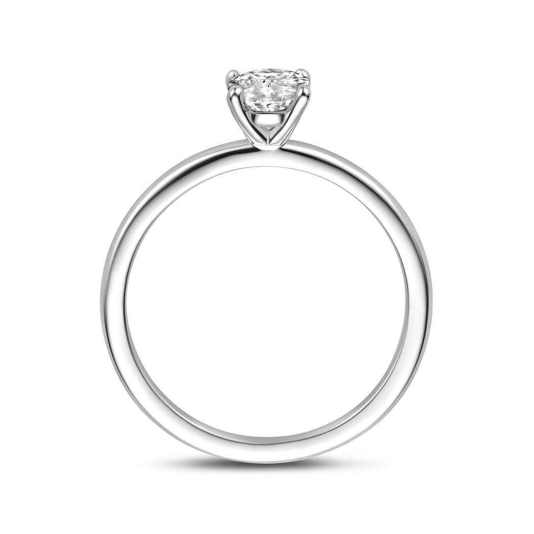 Zilveren solitaire ring met ovale zirkonia