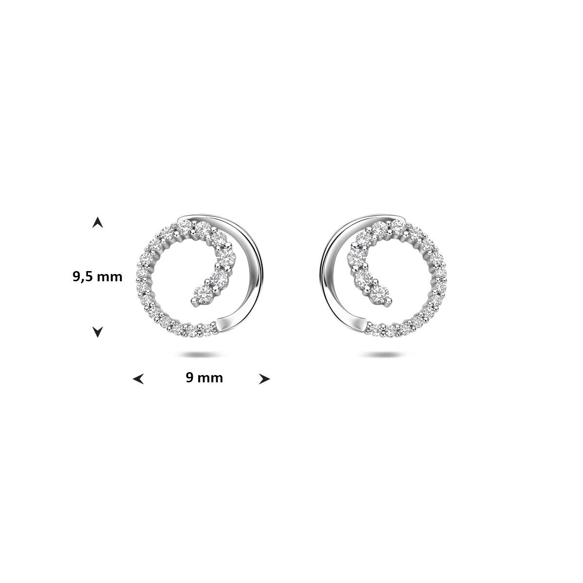 Zilveren oorknopjes met zirkonia – entourage briljant geslepen 9,5 mm